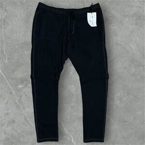 Greg Lauren Black Lounge Drawstring Sweatpants Pants Size 4 Fleece Sweat Twill